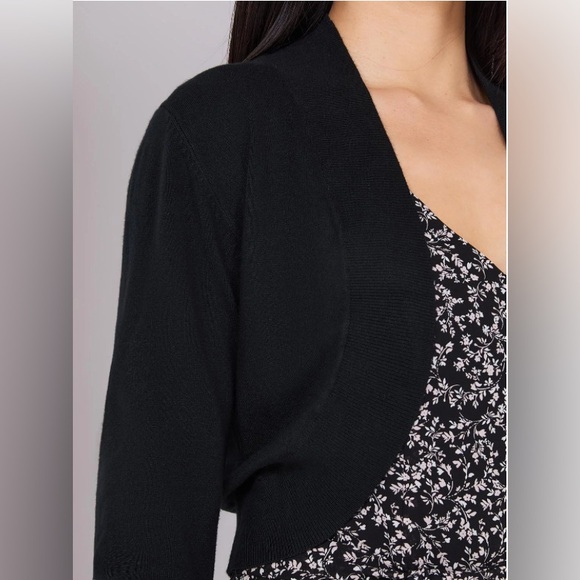 3/4 Ruched Sleeve Bolero Sweater - Picture 2 of 4